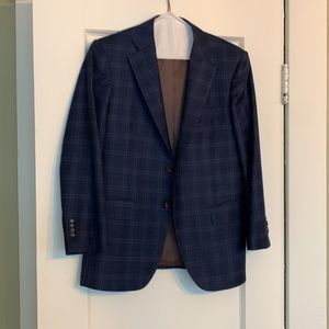 Suitsupply 40S Lazio 3-piece wool and cashmere suit. Navy check.